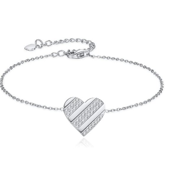 Stainless Steel Adjustable Bracelet with Cubic Zirconia - Picture 1 of 3